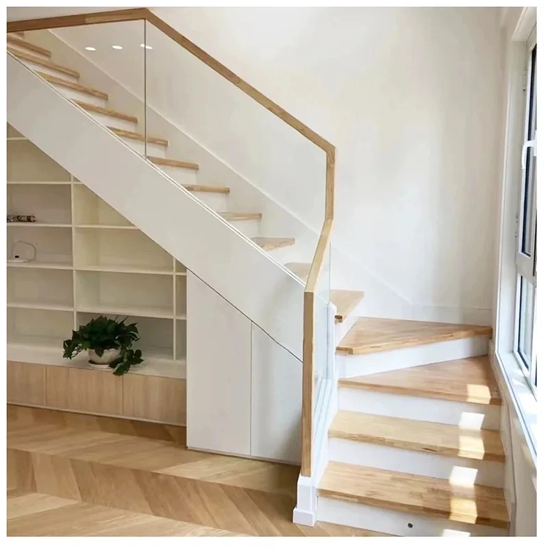 custom.High Quality Modern L-Shaped Stairs with Double Steel Plate Treads Platform-Durable Professional Indoor