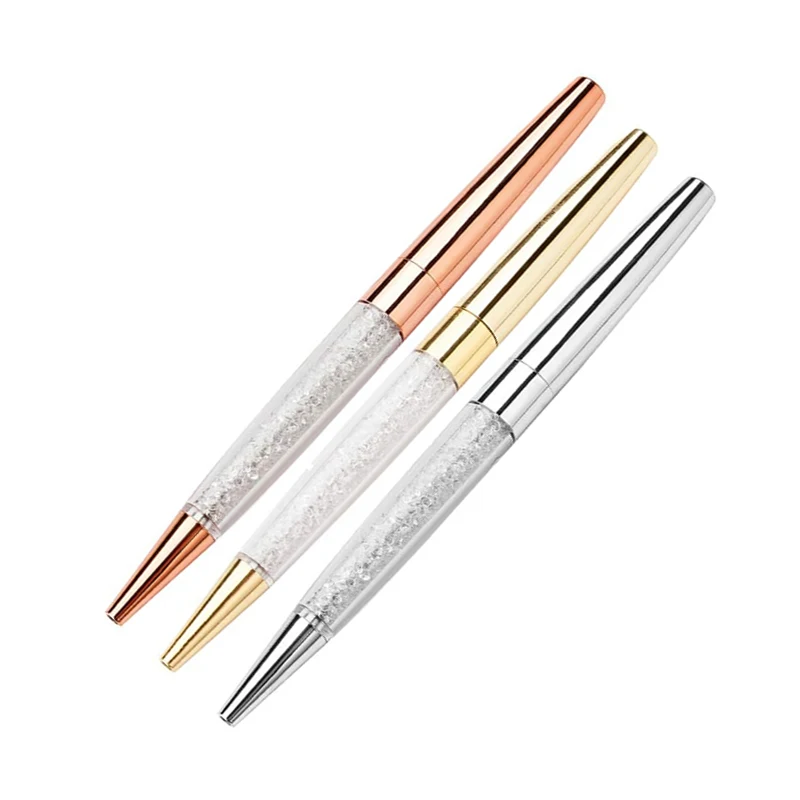 5pcs Crystal Ballpoint Pen Stationery Office School Supply Twist Open Metal High Quality Roller Rose Gold Free Custom Logo Name