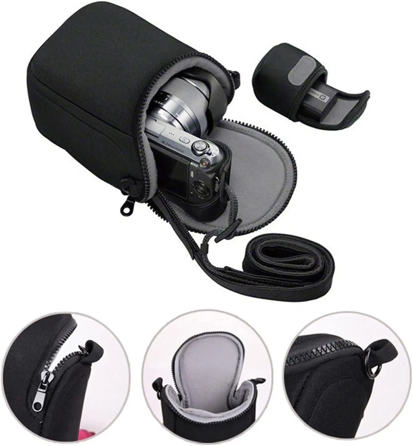 النيوبرين حقيبة كاميرا الداخلية لسوني ZV-E10 II ZVE10 A6400 A6300 A6100 A6000 A5100 A5000 NEX-6 NEX-7 ث/16-50 مللي متر عدسة RX1 RX1R