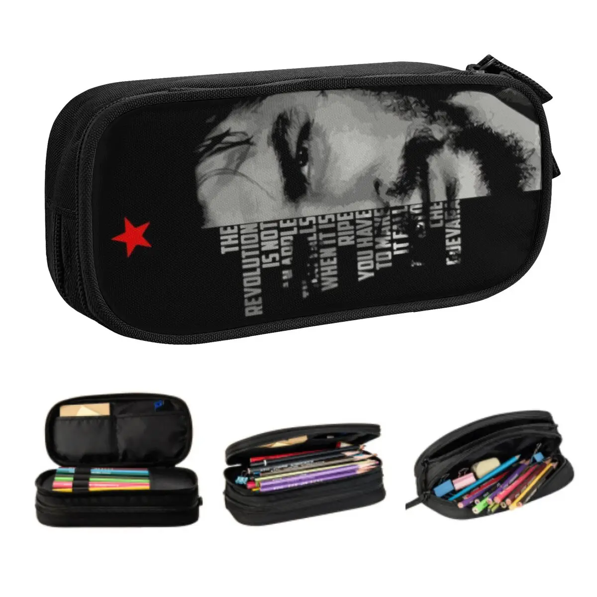 Custom Cuban Hero Che Guevara Pencil Cases for Large Capacity Revolution Cuba Socialism Freedom Pencil Bag School Supplies