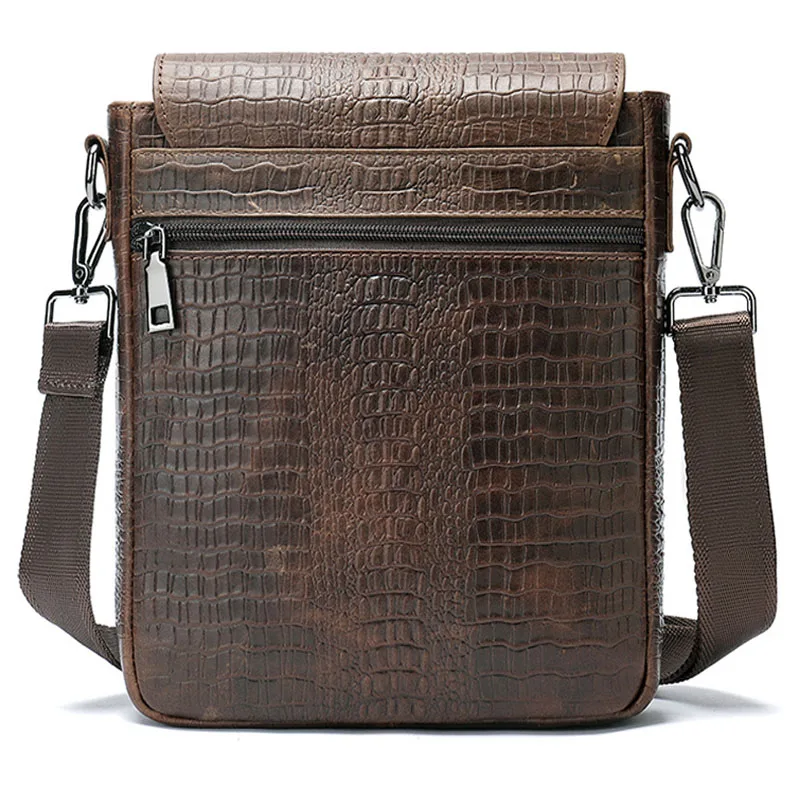 Hot selling item alligator print Vintage men's shoulder bag, high quality full grain cow leather crossbody bag for men