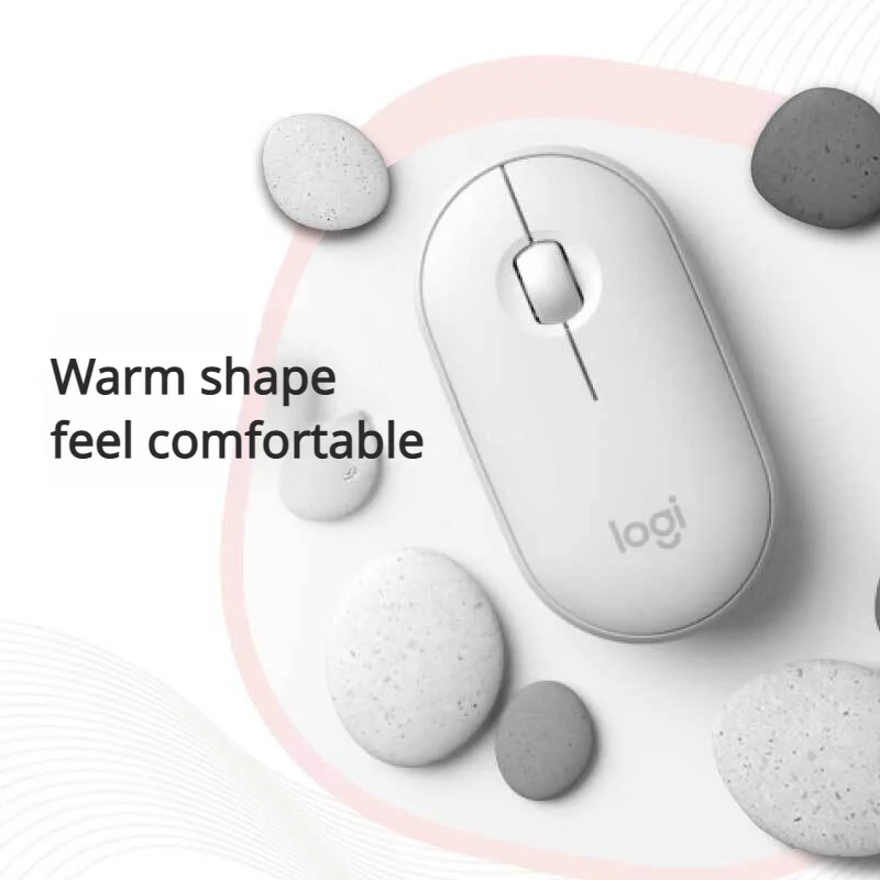 Ratón Inalámbrico Bluetooth Logitech (G) POP/Pebble M350, Ratón Silencioso de Oficina, Ratón Portátil para Mujer, Ratón para Laptop y Tablet con Forma de Pebble