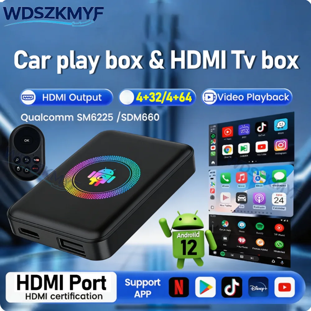 

5IN1 2026 Android Ai Box With HDMI Port Wireless Carplay Adapter Android Auto Car Play 4K TV box For Netflix YouTube