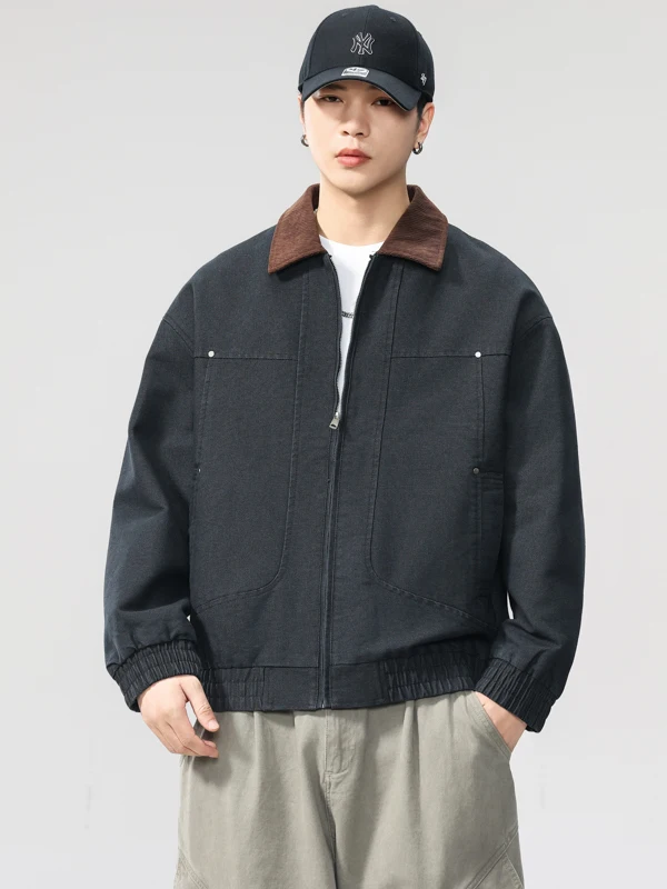 

American Retro Canvas Barn Sle Men's Jaet Loose Workwear Coat Autumn Winter New Trend Brand Windproof Cotton Polyester Ja...