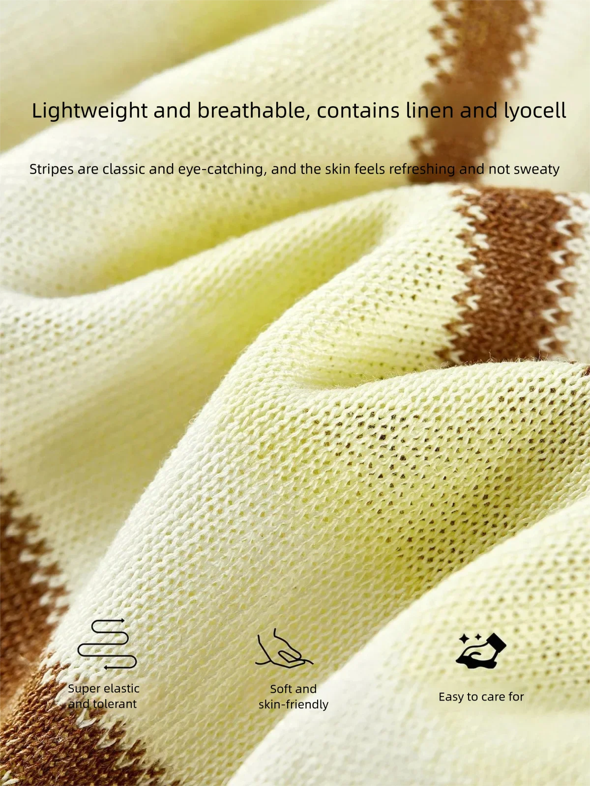 SENTUBILA Leichter Strickpullover für Damen mit Streifenmuster, Rundhalsausschnitt, abnehmbarem Schal, Sommer-Freizeitpullover mit kurzen Ärmeln, Top W62HC7519 – Detail 15