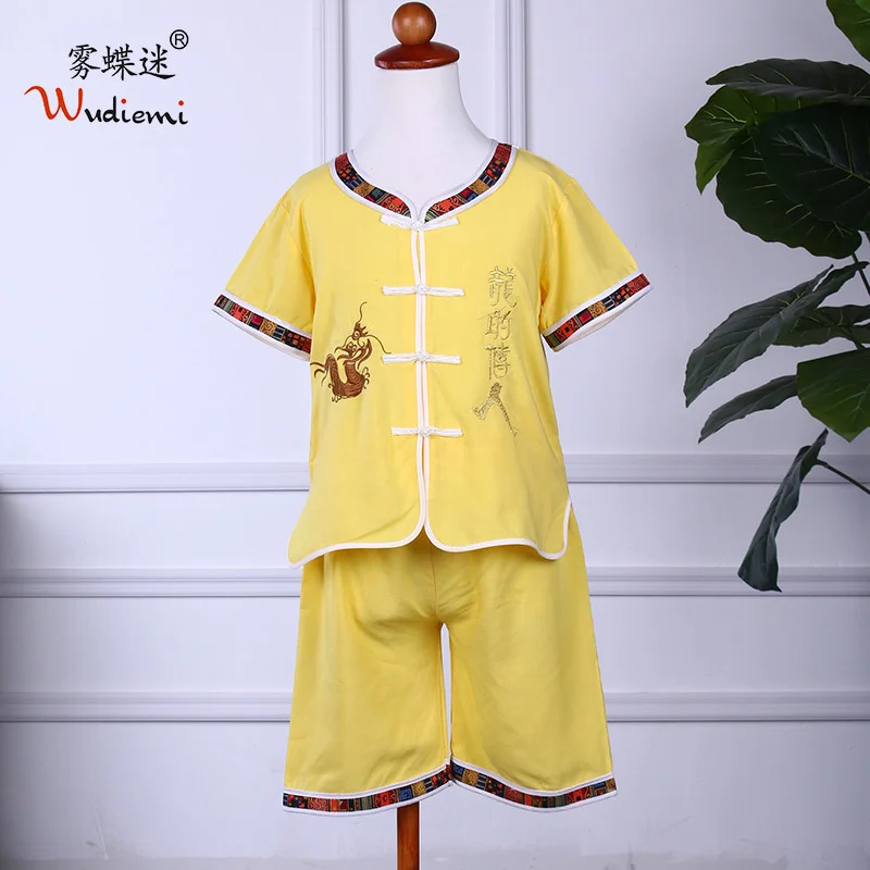 Kinderen Tang, Pak Jongen, Geborduurde Draak Han Pak, Kinderkleding, chinese Stijl Baby Oude Kleren, Korte