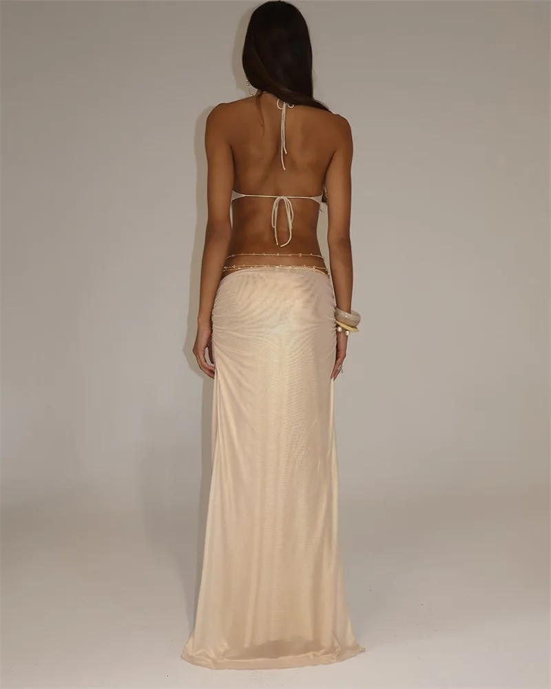 Golden Prom Dress Sexy Stripe Sleeveless Hollow Luxury 3D Flower Crystals Long Party Gown Formal Wedding Birthday Evening Robe