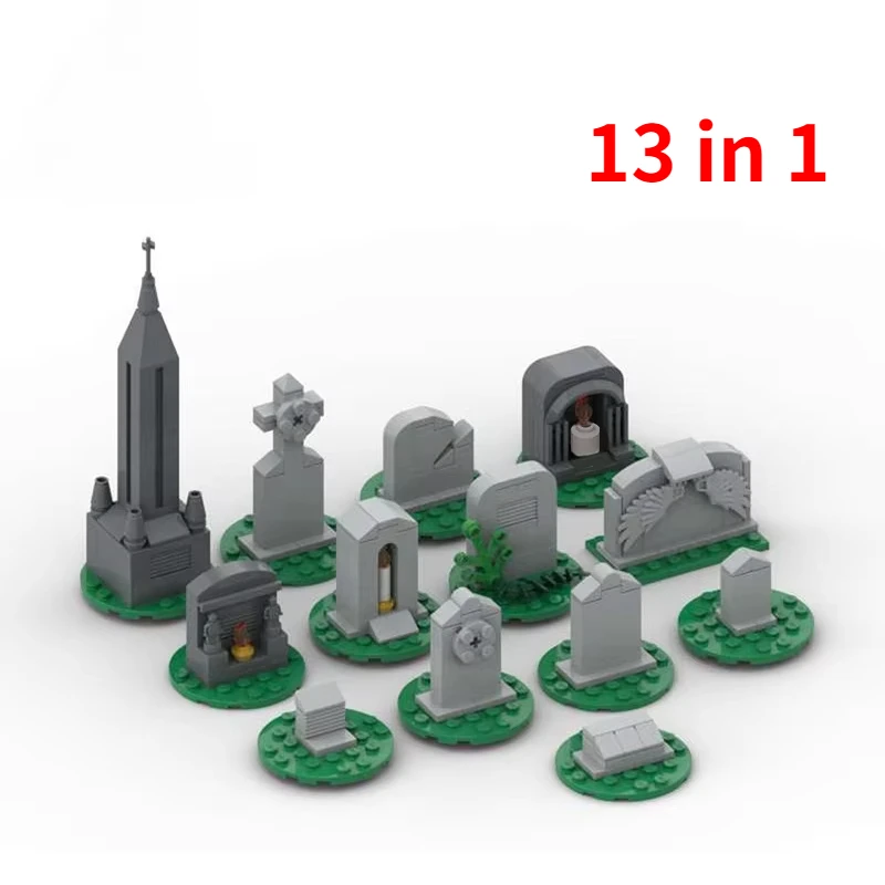 IDEA Series Tombstone Garden Building Blocks MOC-99491 Creative Mini Figure Necropolis Assembly Model Puzzle Toy Birthday Gift