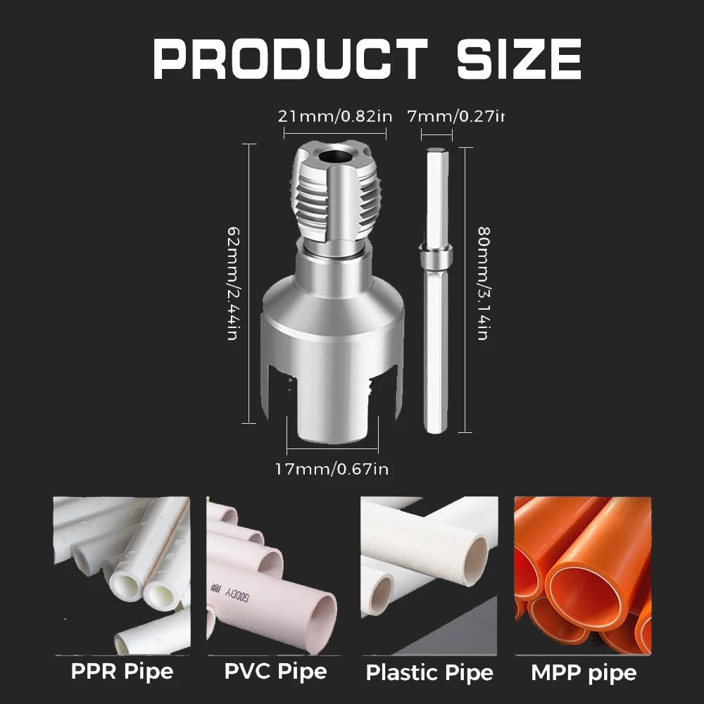 Set da taglio per tubi in PVC da 1/2". |   Strumento per infilare interno ed esterno adattibile per trapano elettrico