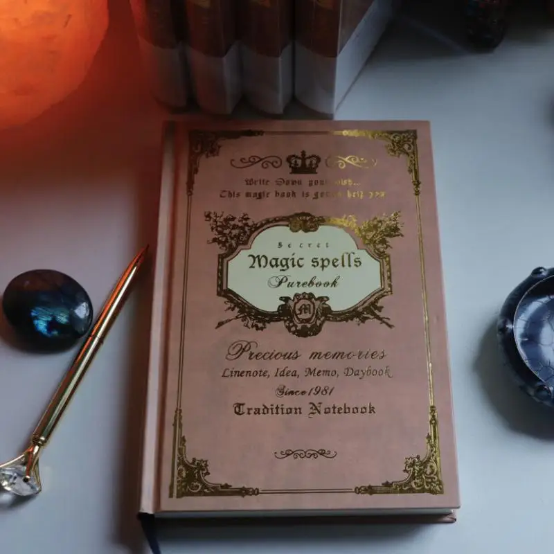 

Vintage Hardcover Notebook A5 240 Pages Antique Journal Diary Magic Writing Retro School Supplies Gold Foil Hardcover