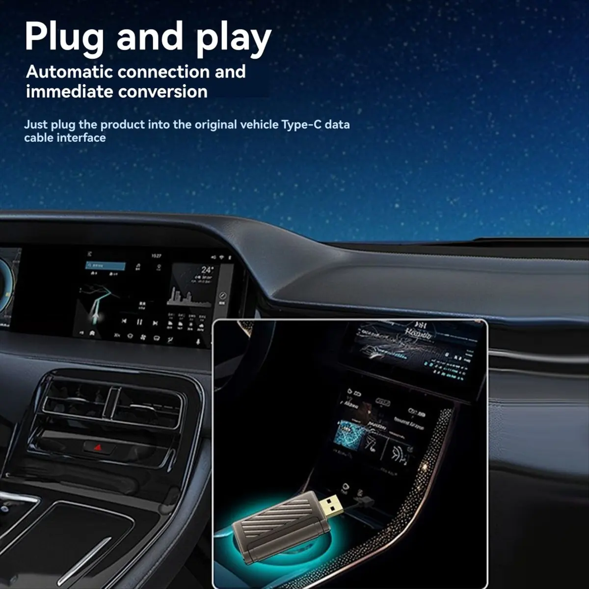 TRENDY STYLE~3in1 Carplay to Android 13 AI Box 2G+16GB Wireless CarPlay/Android Auto/Android 13 WiFi 6 Smart CarPlay AI Box 2G+1