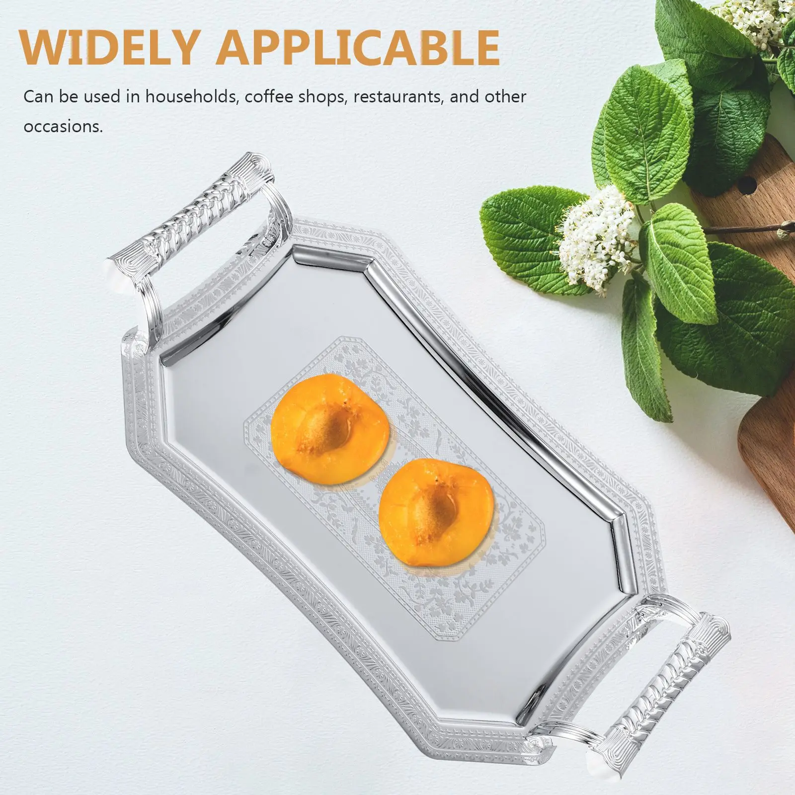 Stainless Steel Serving Tray Rectangular Fruit Platter Dessert Dinner Plate Large Capacity Decorative Style Snack