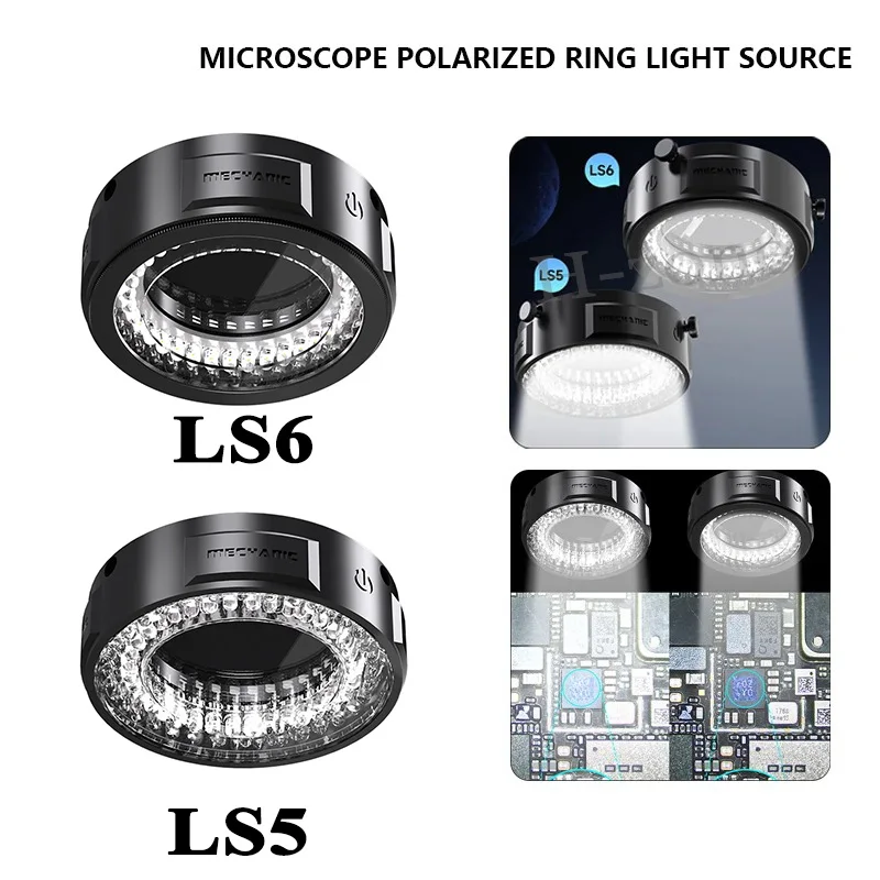 Mechanic LS5 LS6 Microscope Ring Light Polarized 84 LED Ring Lamp Adjustable Anti Glare Eliminates Reflection Illuminator Tools