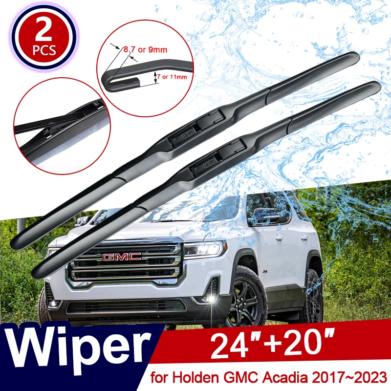 for Holden GMC Acadia 2017~2023 Model Frameless Durable Rubber Wiper Snow Scraping Front Windshield Brushes Car Accessories 2018