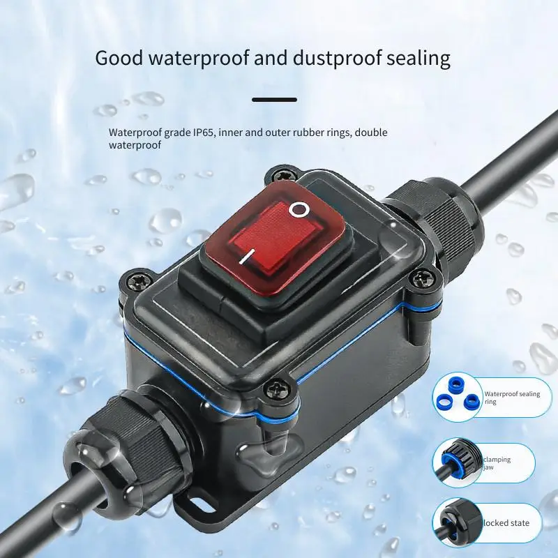 Waterproof Boat-shaped Button Switch Double-ended Outlet Line Midway Boat-shaped Waterproof Switch 16-20A Outdoor Junction Box