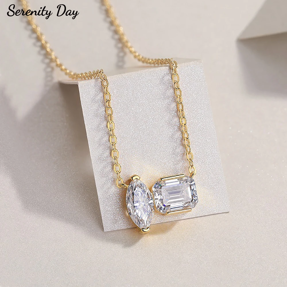 

Serenity 2ct Irregularly Cut D Moissanite Necklace for Women Girl Birthday Gift S925 Pendant 100% S925 Silver Chain Fine Jewelry