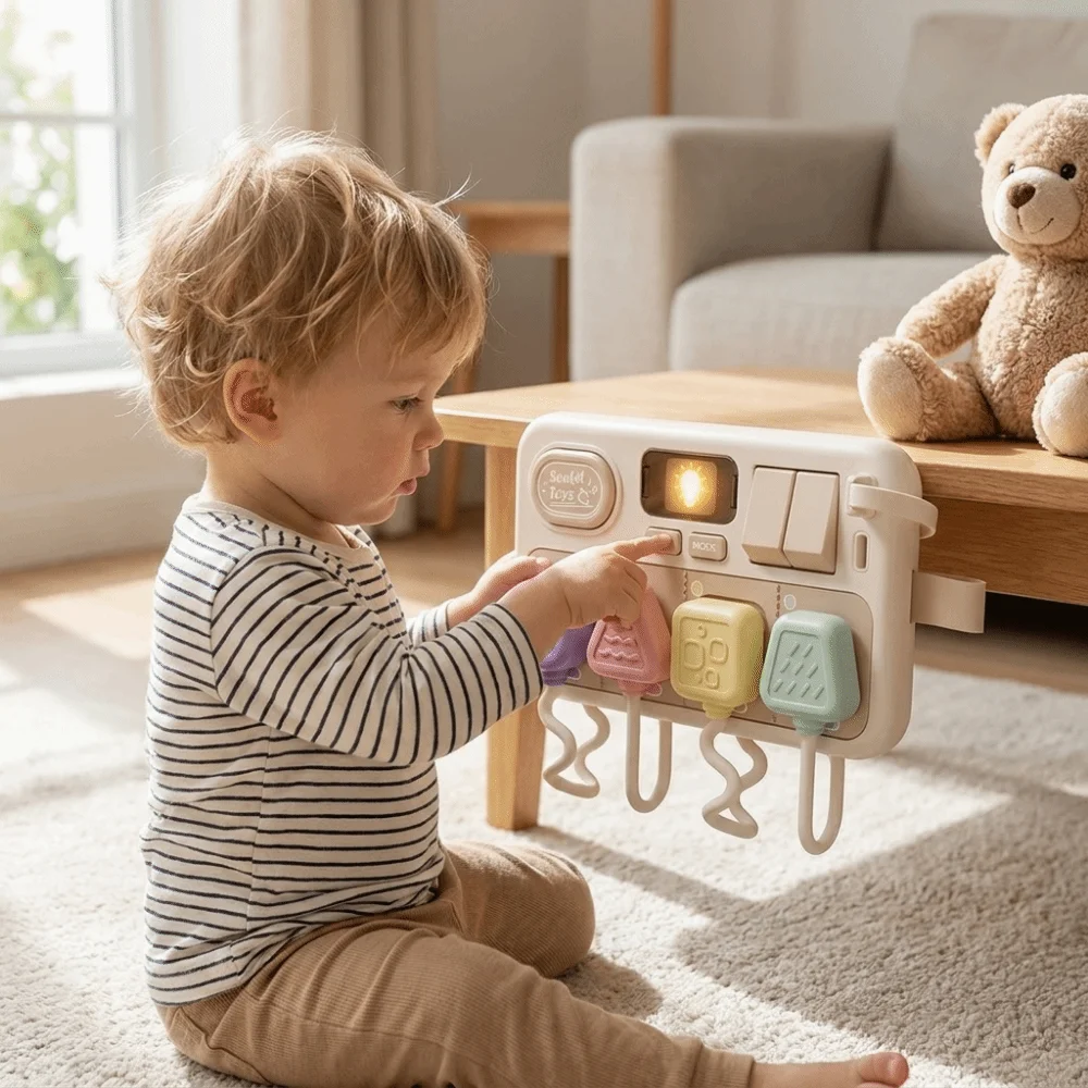 Hand-Eye Coordination Switch Board Toy Sound Effects Educational Plug Board Toy Practical Life Skills Color Recognition