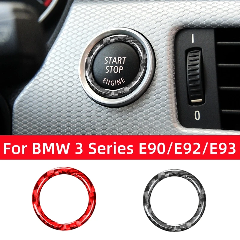 

For BMW 3 Series E90 E92 E93 2009-2012 Accessories Carbon Fiber Car One Click Start Button Decoration Ring Trim Cover Stickers