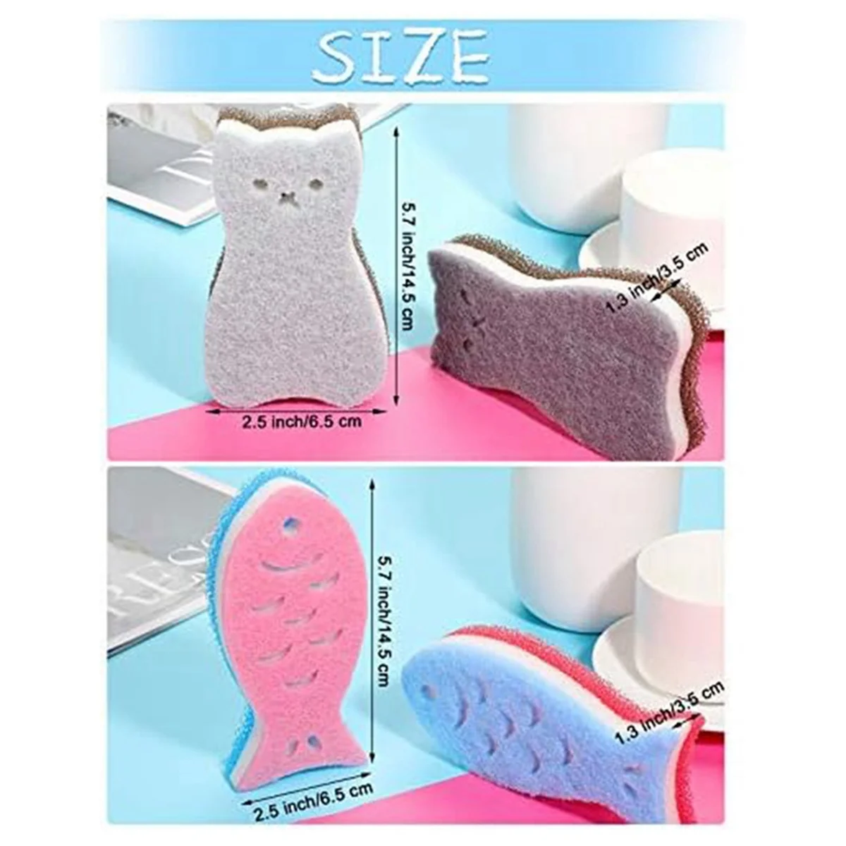 8 pezzi spugne Scrub da cucina gatti spugna per la pulizia del pesce Scrubber per lavastoviglie spugne multiuso antigraffio