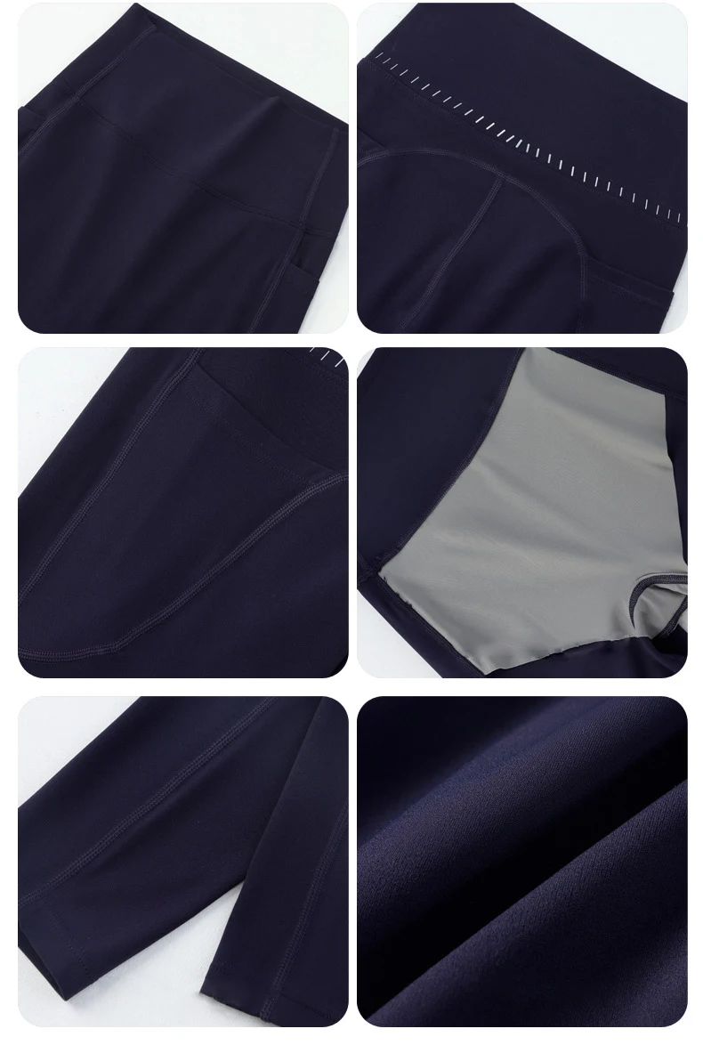 BIVIGAOS Spring Autumn Reflective Strip Side Pocket Yoga Leggings Women High Waist Hip Lift Sports Fitness Sharkskin Leggings