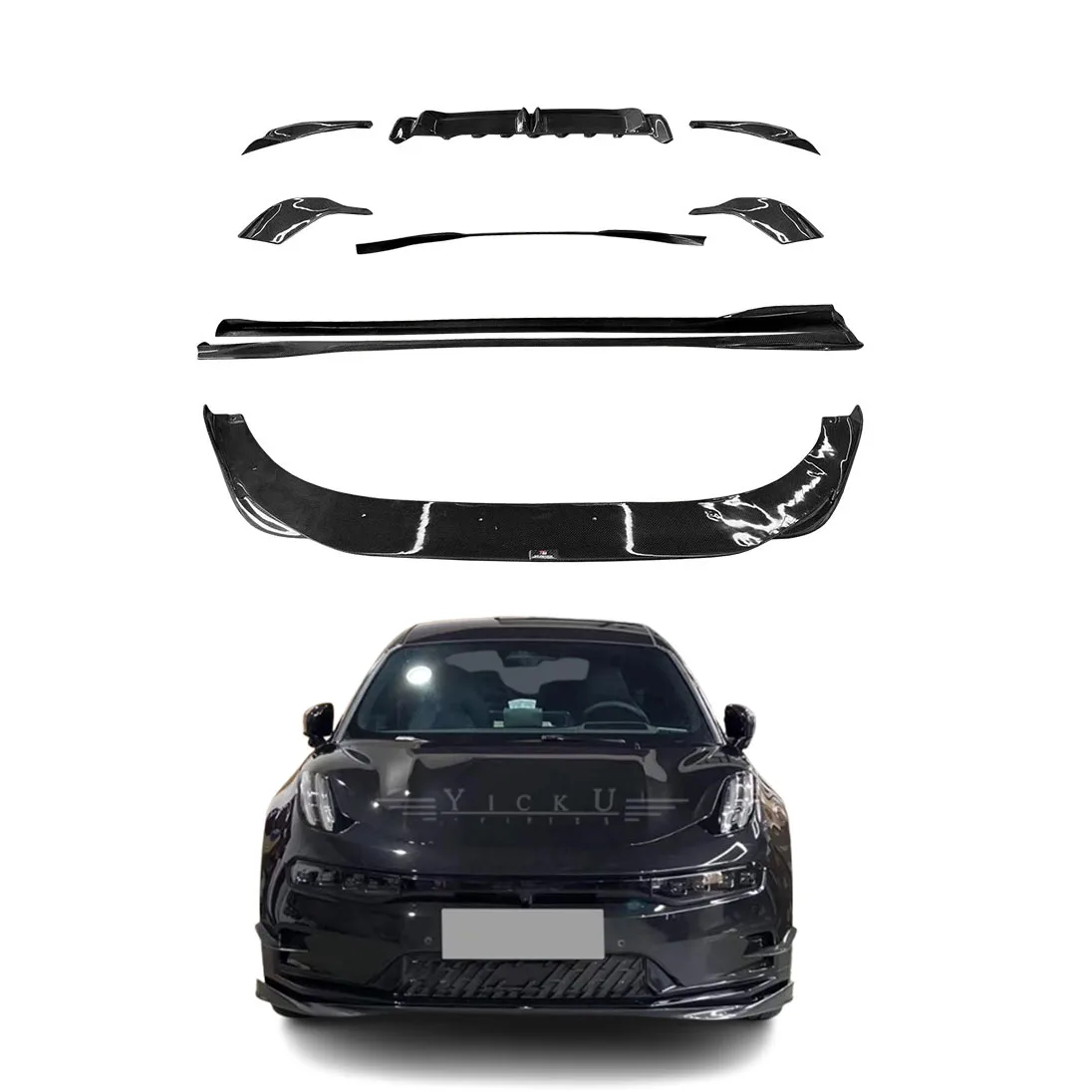 TG style Body kit For ZEEKR 001 Upgrade High quality Carbon Fiber Front Lip Rear Diffuser Side Skirts Spoiler Perfect Fit kits