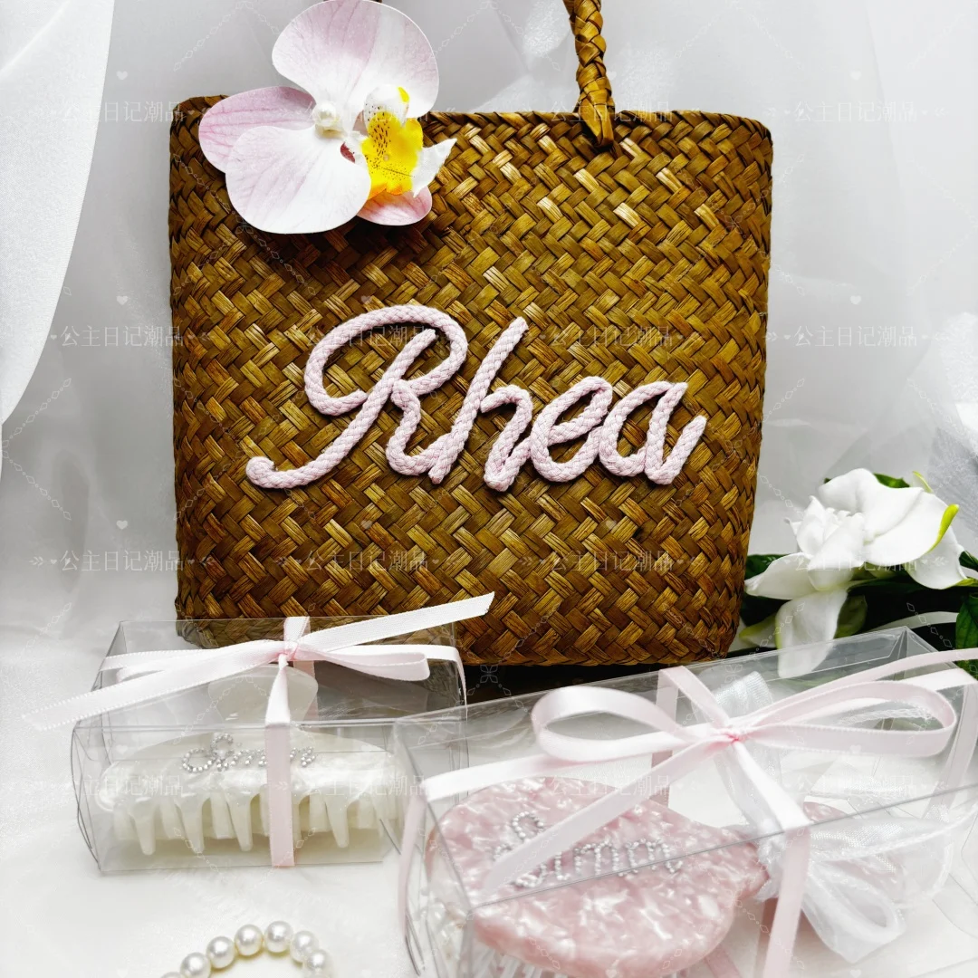

Customized name wool straw single shoulder bag, large capacity, travel fashion, wear-resistant, versatile handbag