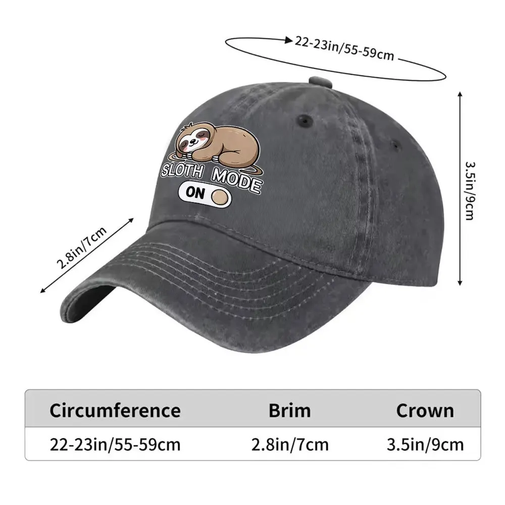 Sleeping Sloth Mode On Baseball Cap Unisex Washed Cotton Casual Hat for Outdoor Sports Daily Wear