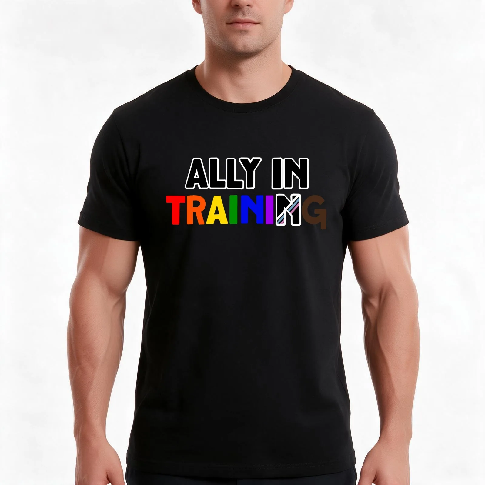 Ally in Training T-Shirt, Summer Casual Cotton Tee, Oversized Streetwear Tops, Vintage Graphic Print, Loose Fit Short Sleeve