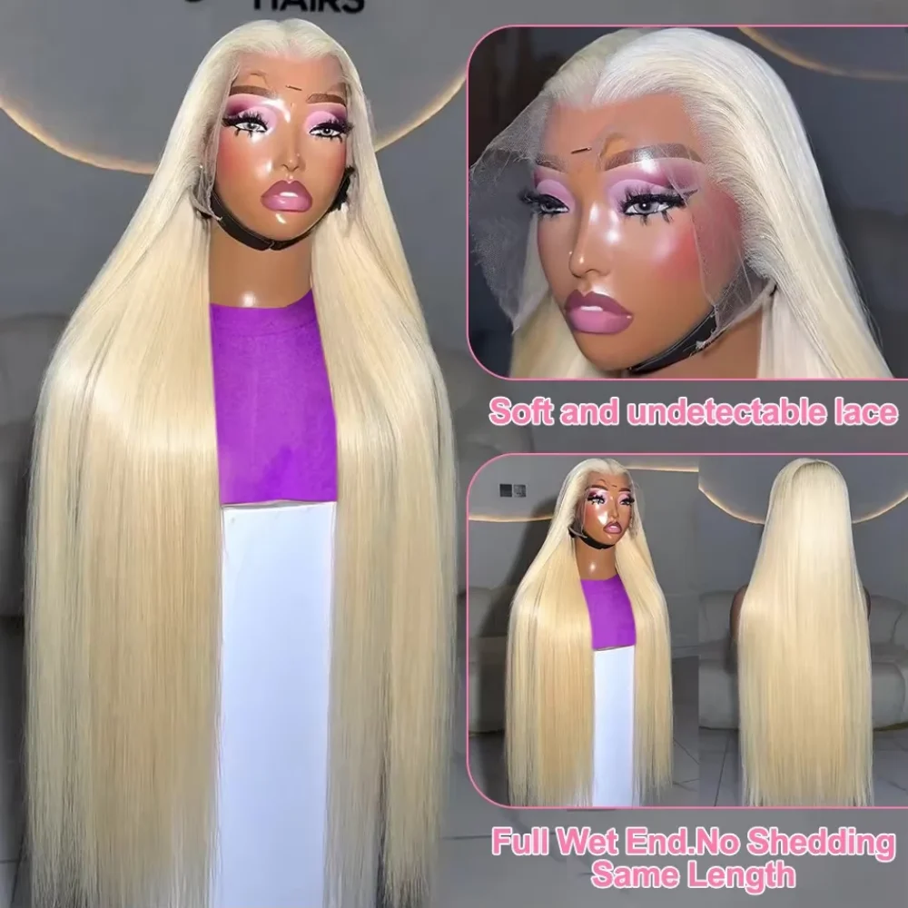 613 13x6 الدانتيل شعر مستعار أمامي شعر الإنسان 40 46 بوصة العظام مستقيم شقراء الباروكات شعر الإنسان 220% الكثافة 13x4 HD الدانتيل أمامي للنساء