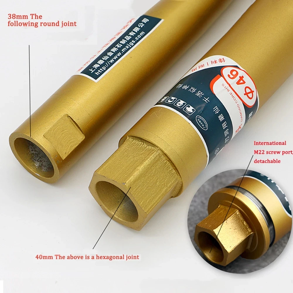 Diamond Core Drill Bit Reinforced Concrete Marble Air Conditioning Drilling M22Interface Crown-style Cutter Head 370mm Length