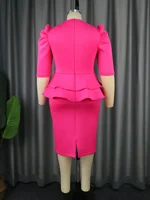 Elegant Church Dress Women Ruffle Peplum Waist Belly Cover Plus Size V Neck Sheath Formal Occasion Cocktail Event Wedding Guest - Image 4