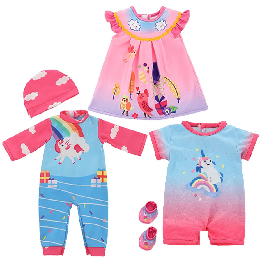 

43CM Reborn Baby Doll Pajamas Clothes 16-18Inch Summer Dress Onesie Animal Cartoon Cute Clothes Accessories Girls Toys