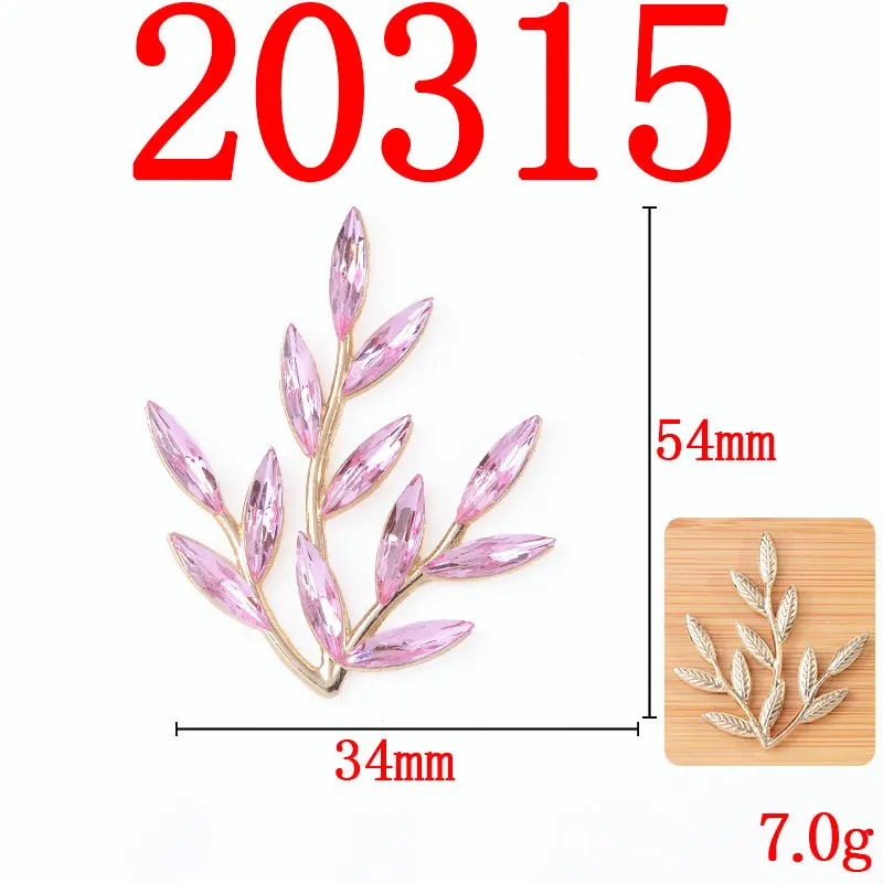 5 Pcs Acrylic Colored Branches  LeavesAcrylic Diamod For DIY Shoes Clothing Bag Plate Buckle Handmade Jewelry Accessories