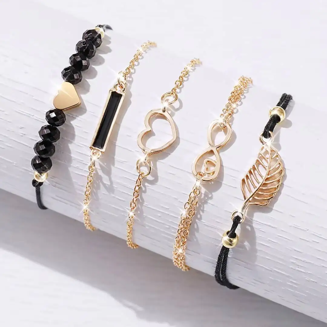 Reloj de pulsera y pulseras de cuero PU analógico para mujer, reloj de cuarzo de flores casuales, 6 piezas por juego