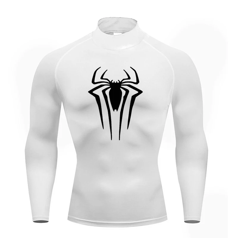 Mens Running T-shirts Compression Shirt Fitness Tight Long Sleeve Sport T Shirt Long-legged Spider Workout Quick Dry Rashgards