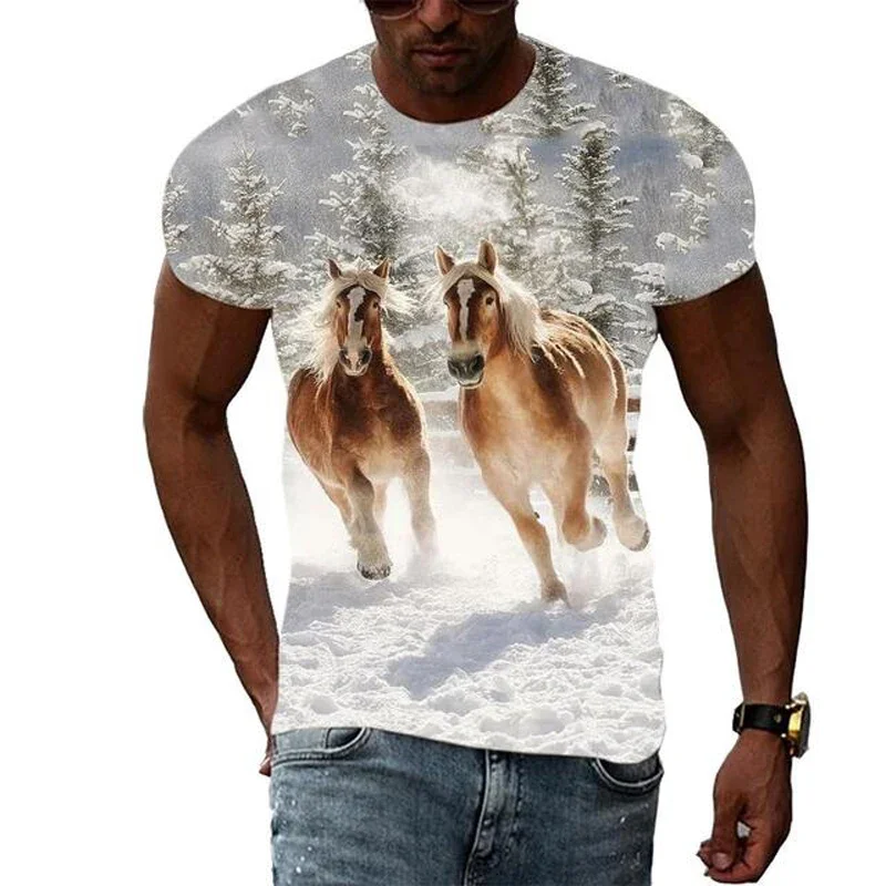 

Funny Horse Summer Harajuku Design Fashion Men T shirt Hot Summer 3D All Over Printed Tee Tops shirts Unisex T shirt