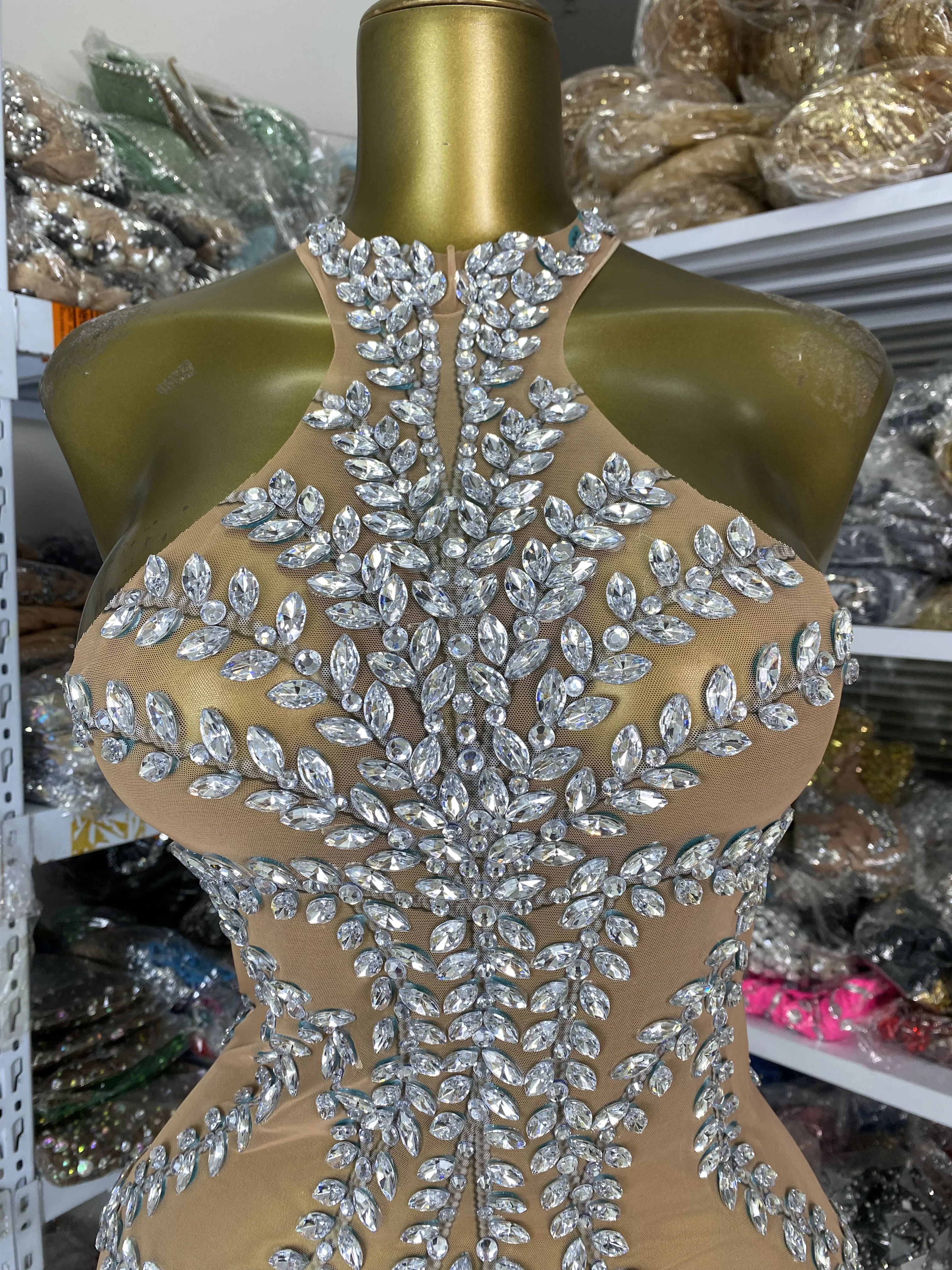 المرأة المطبوعة التألق الراين شبكة ماكس فستان طويل شفاف قطعة واحدة المشاهير مساء نادي حفلة المدرج حفل العباءات #5