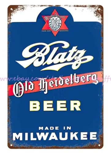 decorating walls with restaurant pub BLATZ OLD HEILDELBERG BEER metal tin sign