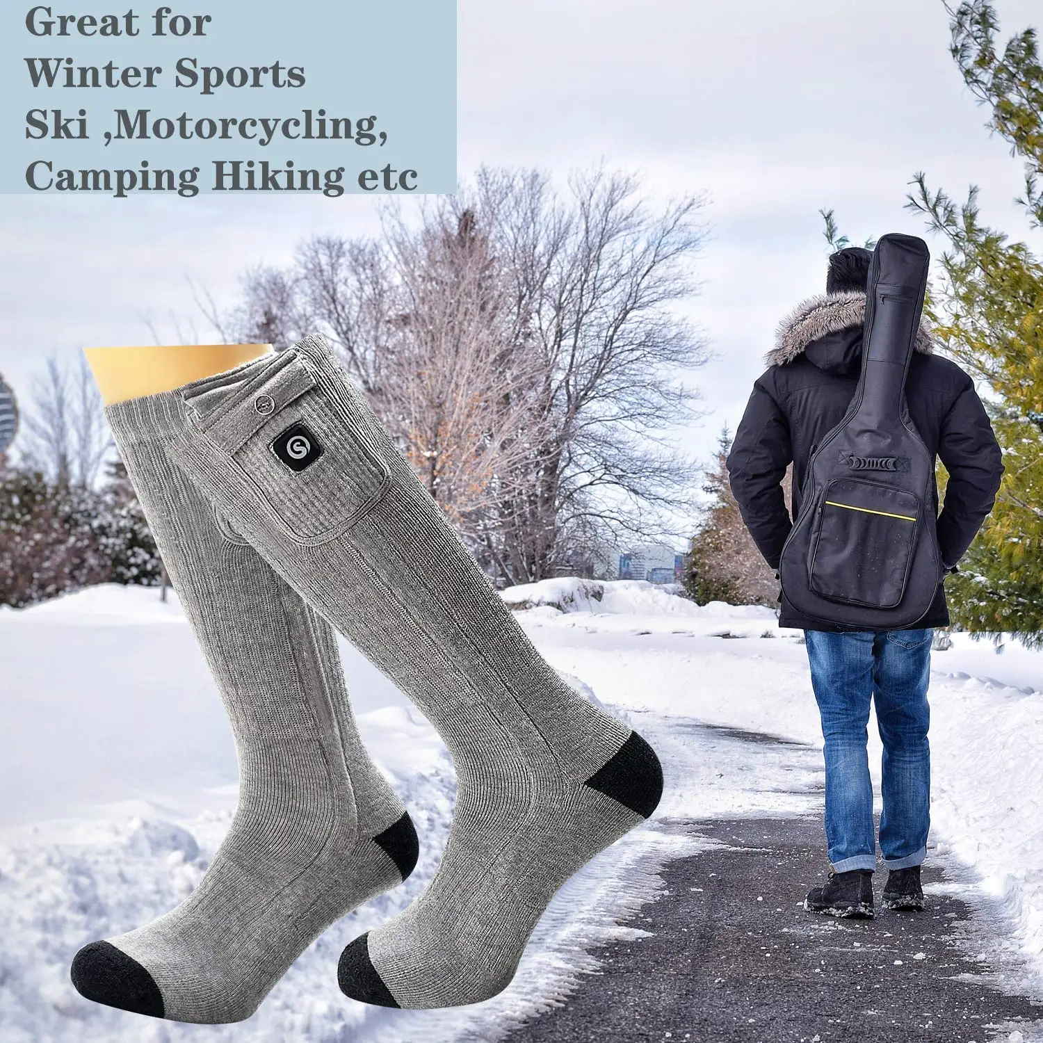 Electric Rechargeable Battery Foot Warmers, Heating Socks,Winter, Cold Feet, Hunting, Ski, Camping, Hiking, Riding Motorcycle,