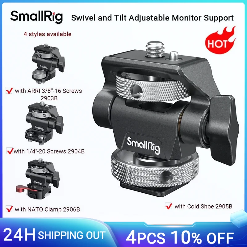 

SmallRig Swivel and Tilt Adjustable Monitor Mount with Cold Shoe Mount, For SmallHD for Atomos Monitor / Screen Mount 2905B