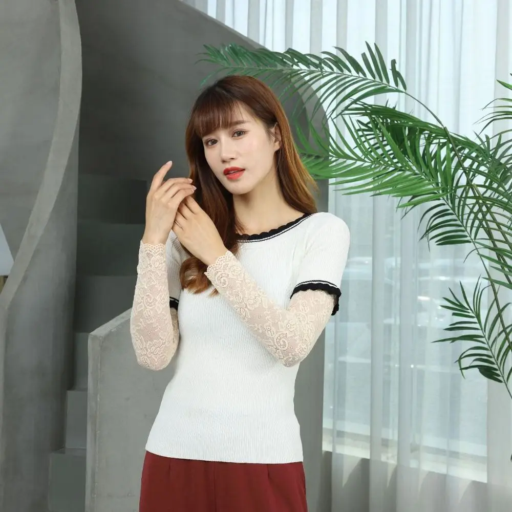 Mangas de braço de renda de gelo de malha mangas de gelo anti-uv mangas de seda gelo fina elástica capa de proteção solar luvas de condução