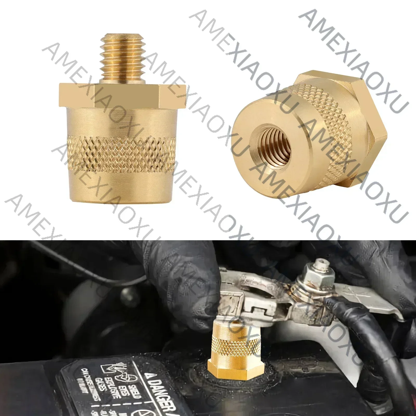 M8 Battery Pole Adapter Positive Negative Charging Post Connector Thread Brass Battery Connection Terminals With Male Thread