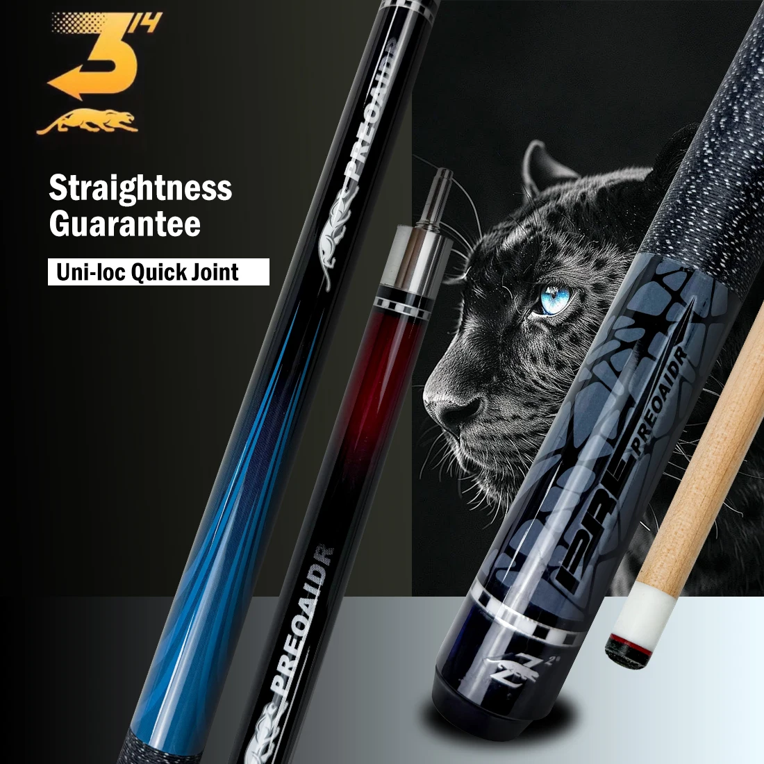 RREOAIDR 3142 P-51 Series 2-Pieces Pool Cue Stick - 58