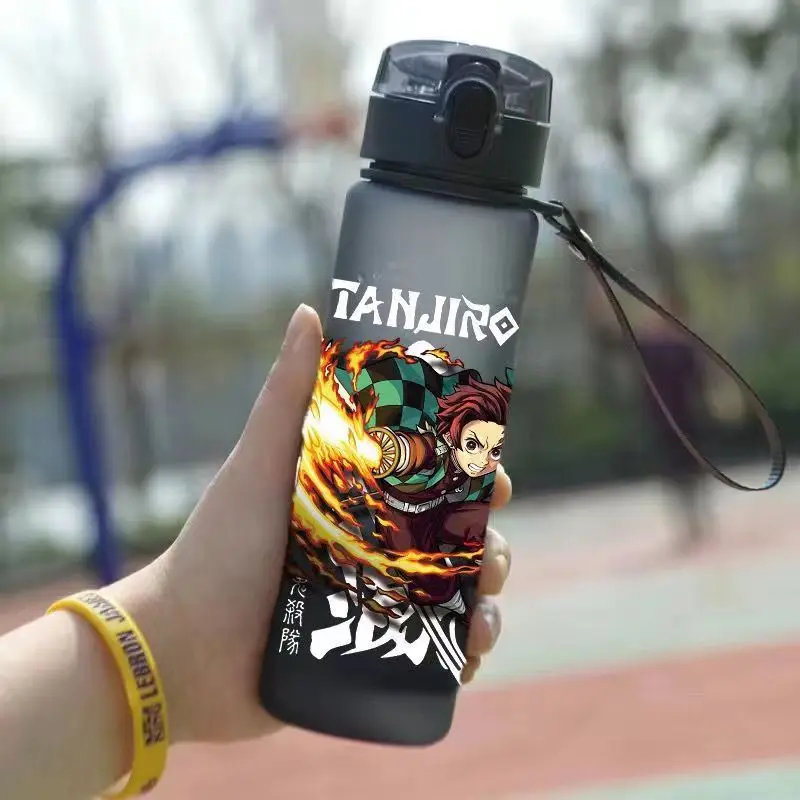 560ml Anime Demon Slayer  water glass Adult Outdoor Water Bottle with Straw Plastic Portable Kids Cup  Gifts