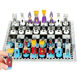 Cartoon Modeling Chess Toys Cartoon Wooden Doll Chess Set Wooden Chess Set Portable For Child Early Educational Board Games