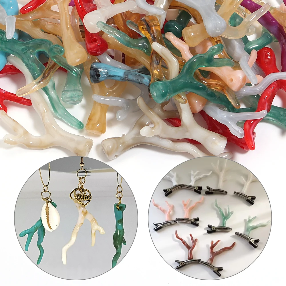 20 teile/los Korallen Zweig Form Acryl Perlen Bunte Deer Geweih Perlen Für DIY Schmuck Machen Halskette Dekorationen Zubehör