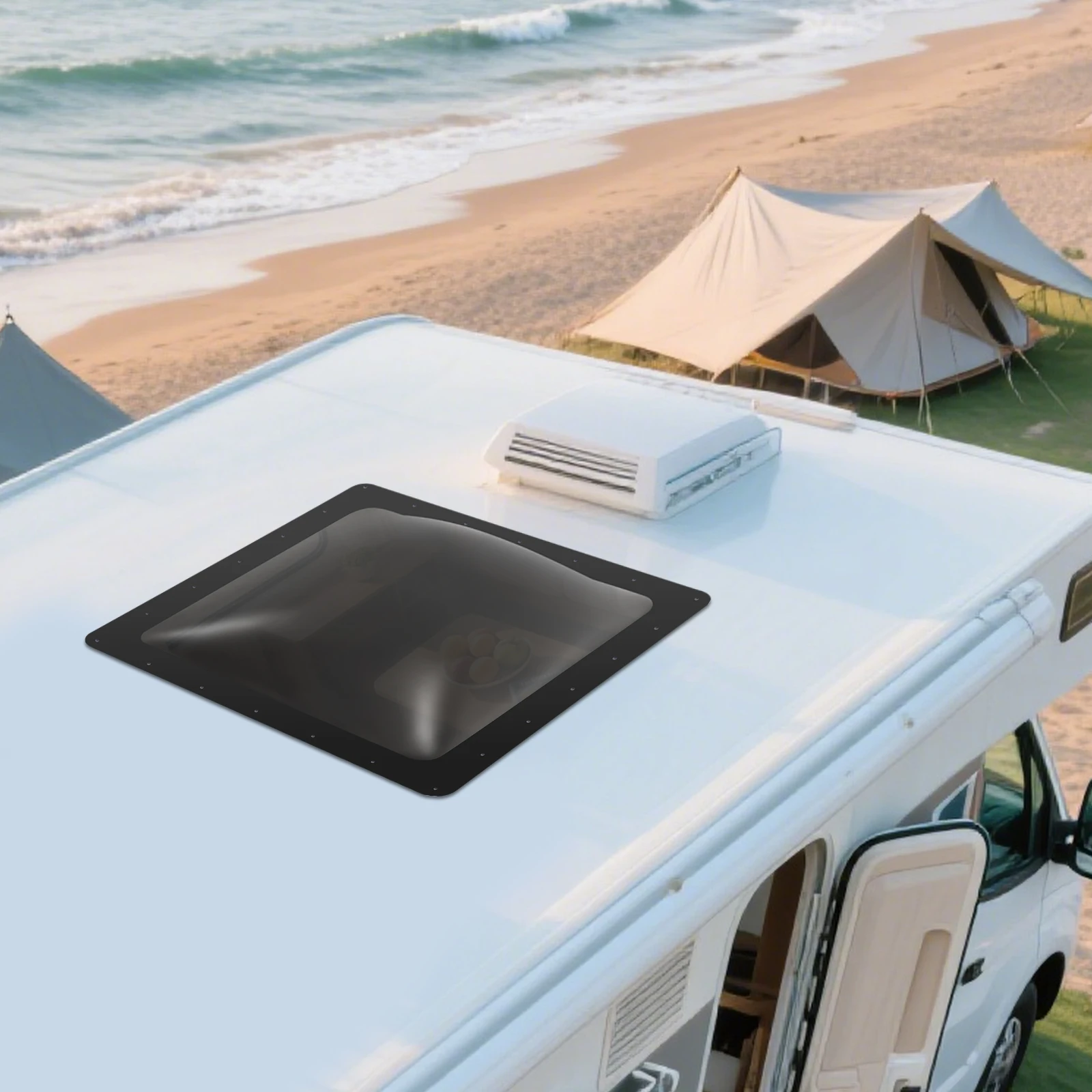 RV كوة القبة الخارجية استبدال جزء مادة الكمبيوتر مقاومة للأشعة فوق البنفسجية 26*26 بوصة أسود عالمي مناسب لسقف تخييم متنقل