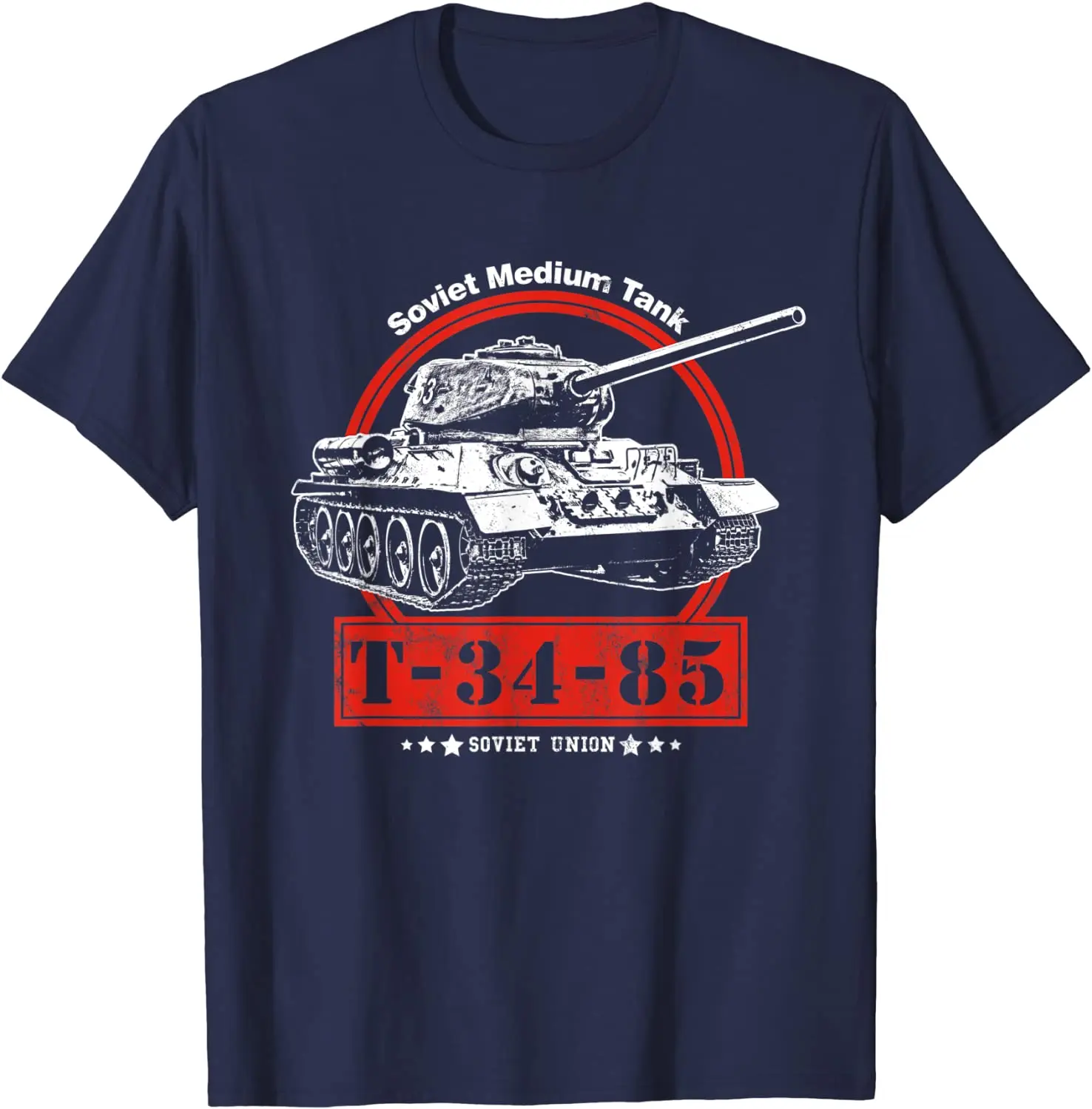 T-34-85 제 2 차 세계 대전 소련 탱크 남성 티셔츠 짧은 캐주얼 100% 면 셔츠