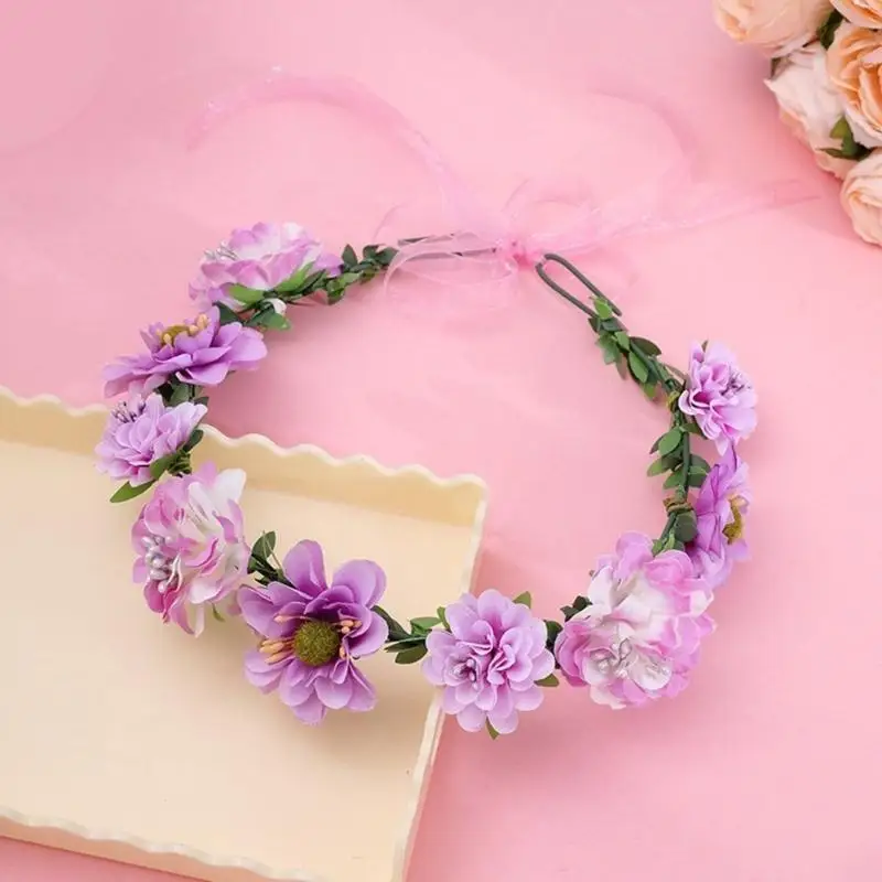 

31BB Rosettes Headbands Bride Flower Crown Wedding Floral Garlands for Stall Market