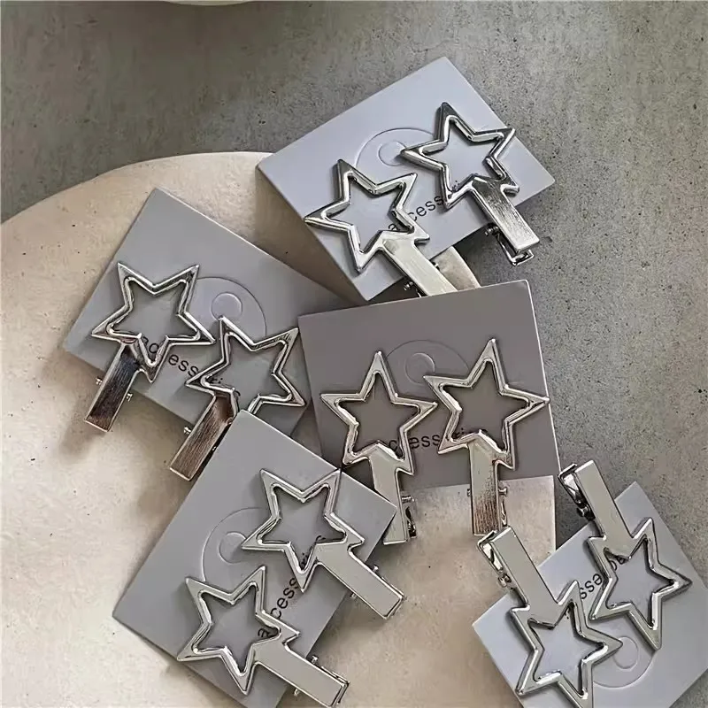 Y2K Harajuku Hollow Metal Star Pentagram Hair Clip for Women Vintage Punk Sweet Cool Star Aesthetic Hairpin Y2K Hair Accessories